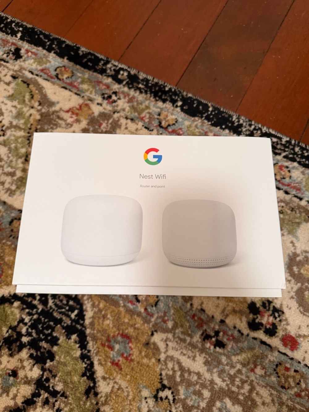 google Nest Wifi Router and Point — White and Light Gray